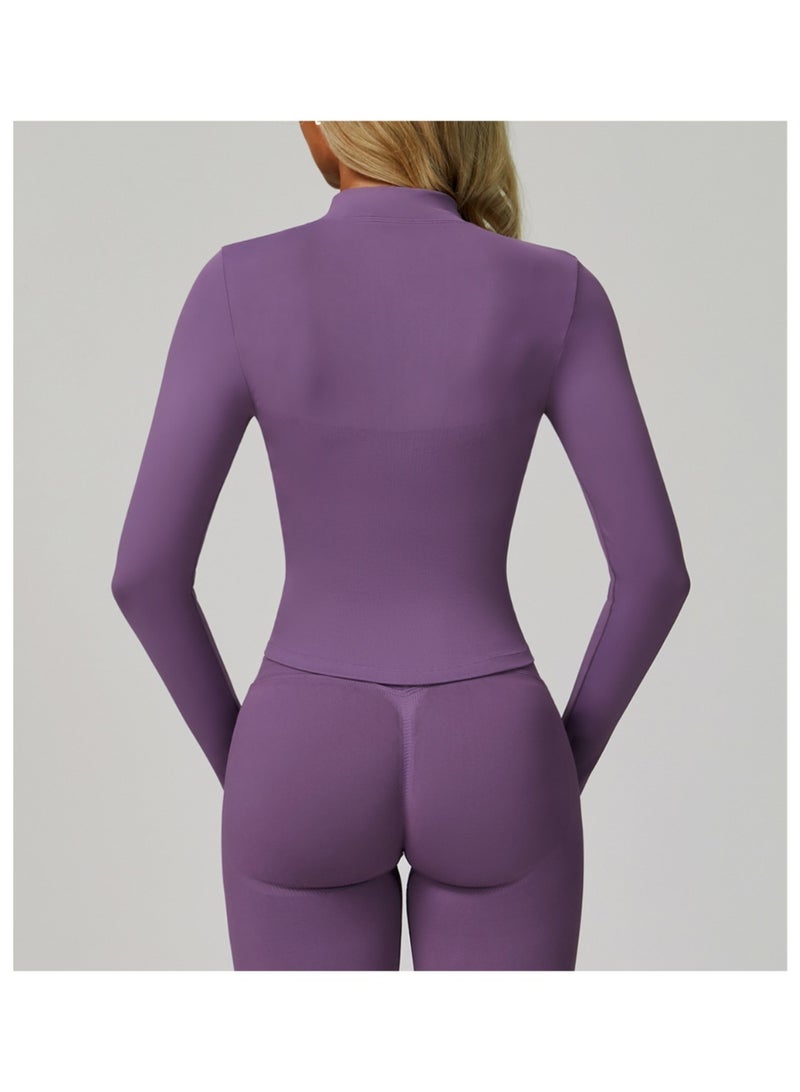 general Yknktstc Women Workout Jacket Full Zip Athletic Tops Cropped Shirt with Thumbholes Quick Dry Running Yoga Casual Wear - Image 3